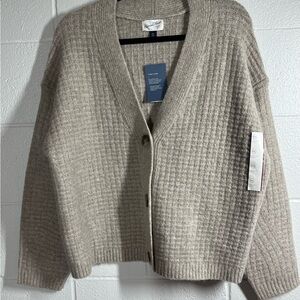 NEW with Tags. Universal Thread beige Waffle Knit Button Cardigan V neckline